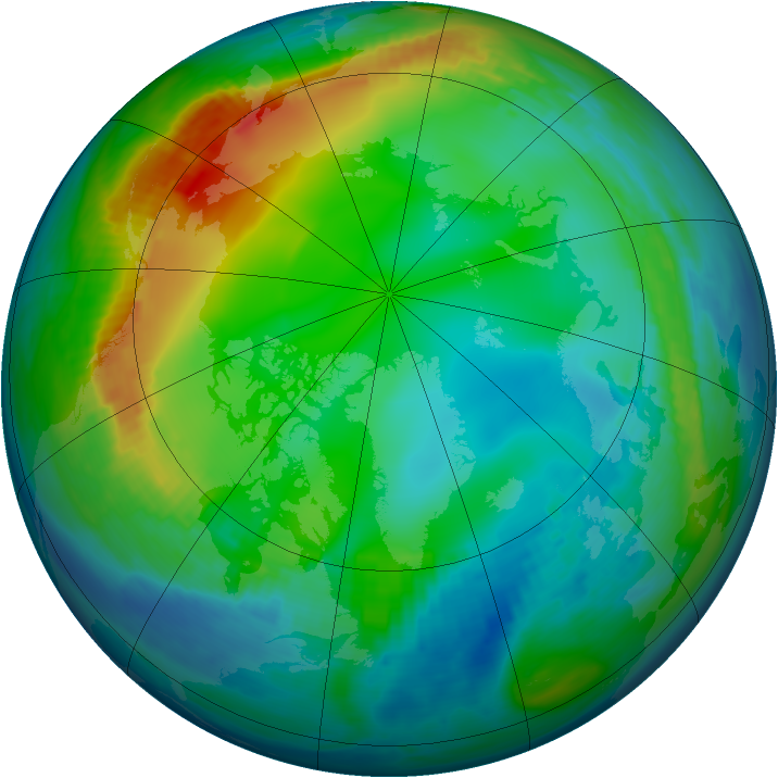 Arctic ozone map for 01 December 1990